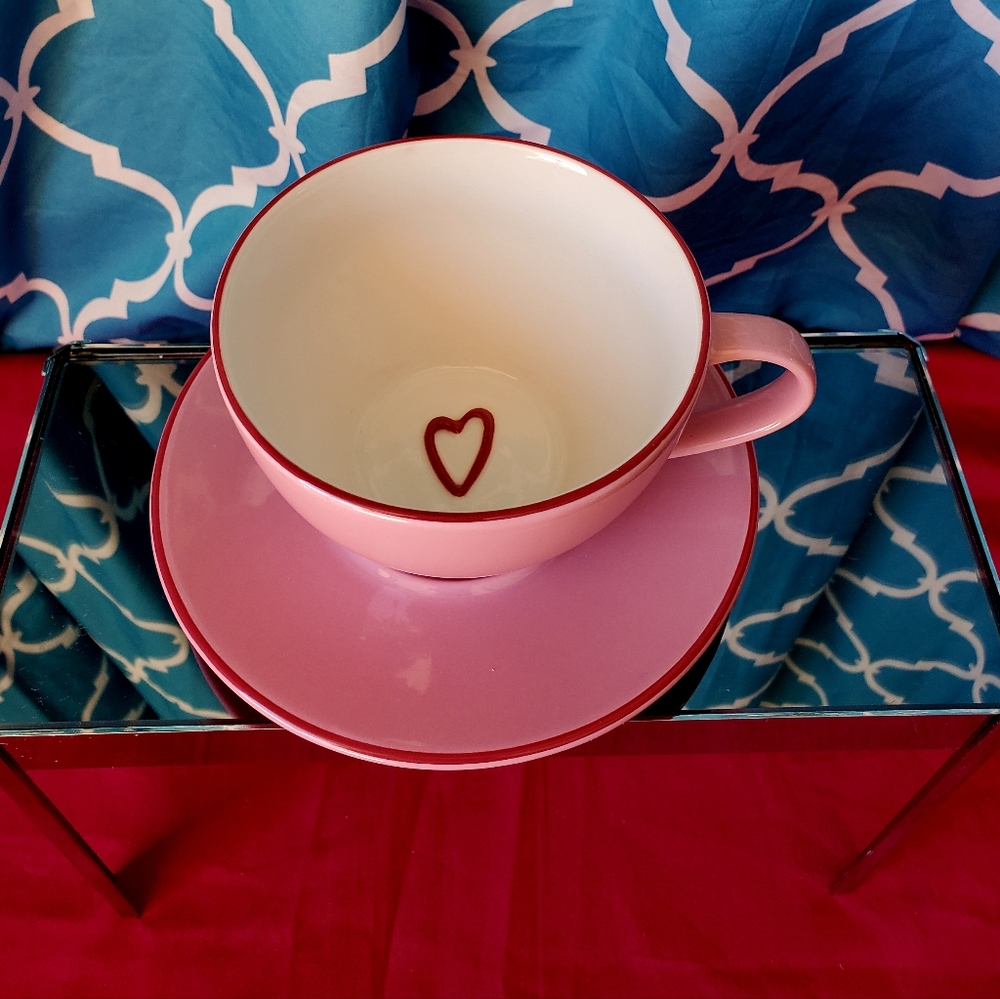 Starbucks 2006 Pink Hidden Heart Cup & Saucer Set